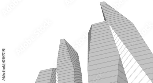 Abstract buildings architectural 3d drawing 