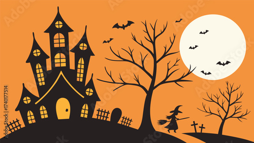 Spooky halloween 44 design featuring classic autumnal elements and festive decorations in vector format
