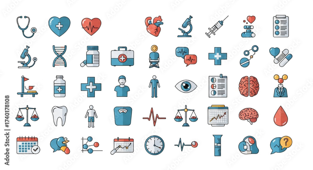 Naklejka premium Healthcare and Medical Icons Set