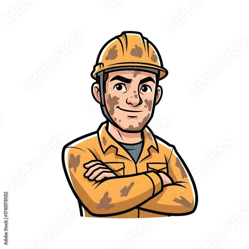 Man construction worker shows confidence and hardworking spirit
