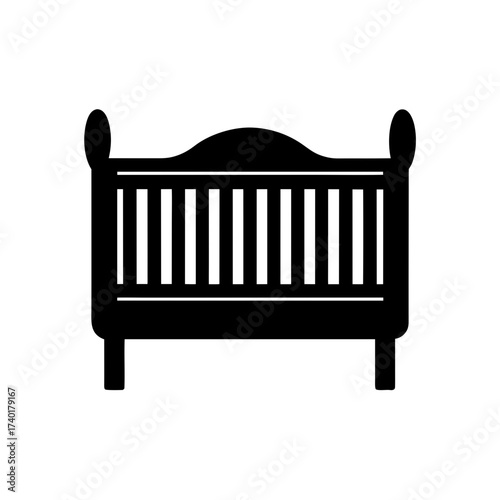 crib icon silhouette  black vector icon style  sim