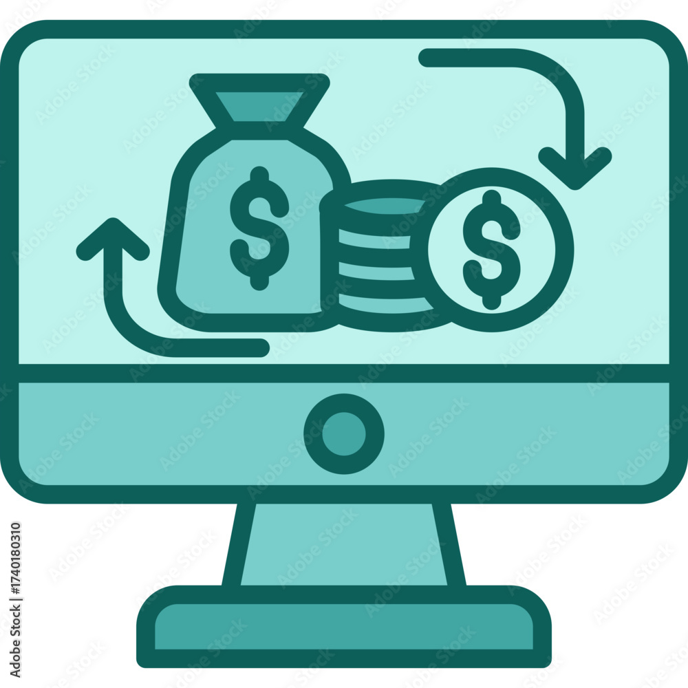 Obraz premium Online Budget solid icon