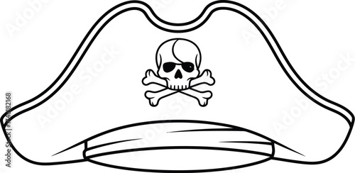 Pirate hat with skull and crossbones in black and white