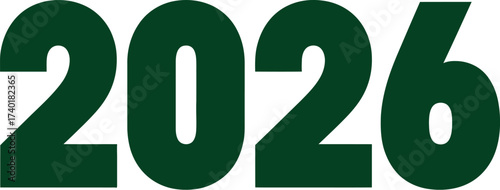 A close up view of the year two thousand and twenty six in a dark green color