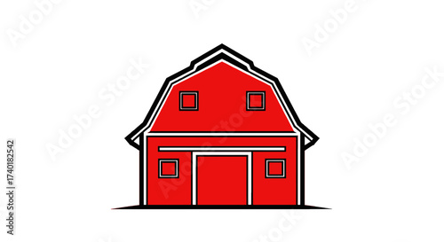 Charming red barn illustration evokes rural charm, perfect for agricultural themes, farm-to-table branding, country living blogs, and vintage designs, adding a touch of rustic elegance to any project