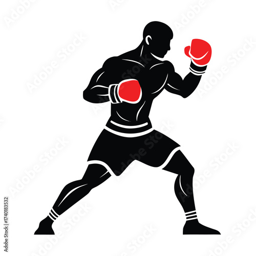 Silhouette of a boxer in fighting stance