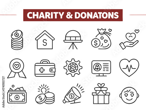 Minimal line icons featuring chariot and transportation themes