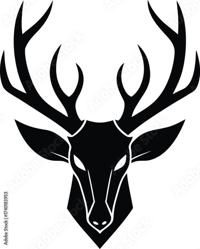 Regal Stag Deer Head Silhouette Emblem