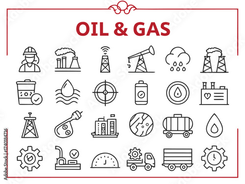 Minimal line icons for the oil and gas industry
