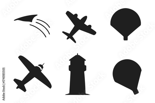 Minimalist sky icons set with weather elements