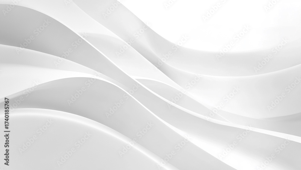 Fototapeta premium White Abstract Shapes Smooth Minimalist Curve Design 3D Rendering Empty Modern Surface