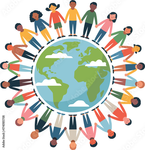 world people unity friendship diversity vector illustration earth background,generative ai