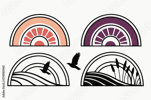 Minimalist sunset spectrum icon set with soft gradients