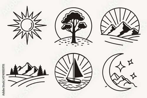 Minimalist soft sunset spectrum icon set