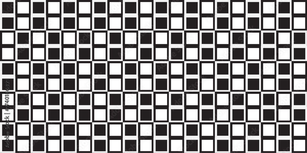 Fototapeta premium Abstract Black And White Grid Pattern: Minimalist Checkerboard Tile Design For Background Use
