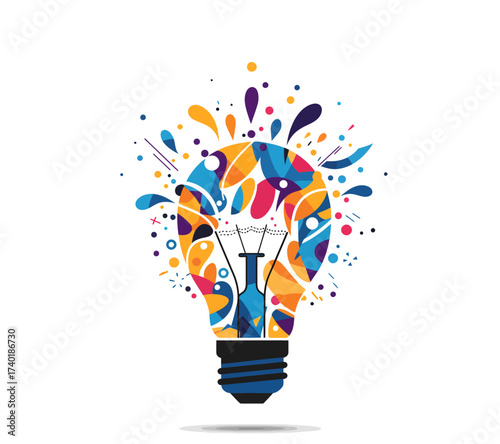 Ignite your ideas with this vibrant lightbulb design, a modern symbol of innovation and creativity, perfect for branding, marketing, and business concepts