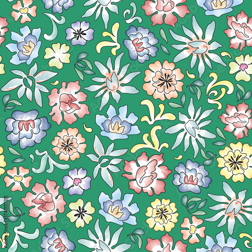 Floral seamless pattern. Flower background. Flourish garden texture with flow...