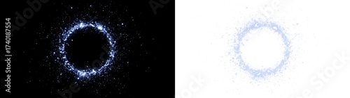 Blue glowing circular of light particles dust PNG illustration, twirl, Science fiction, abstract luminous halo for digital design, Glowing sparkle ring, Magic portal light effect