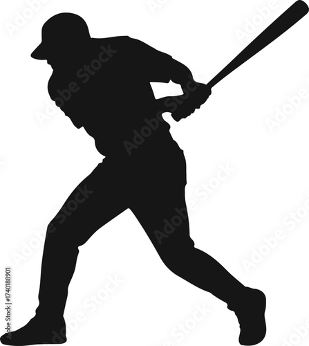 Baseball player silhouette swinging batBaseball player silhouette swinging bat