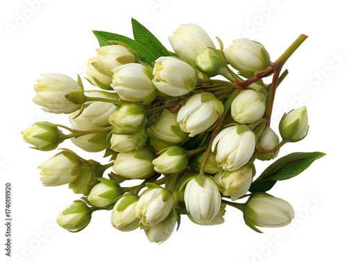bouquet of white flowers  isolated on clear background, white PNG crop style, scent perfume notes element