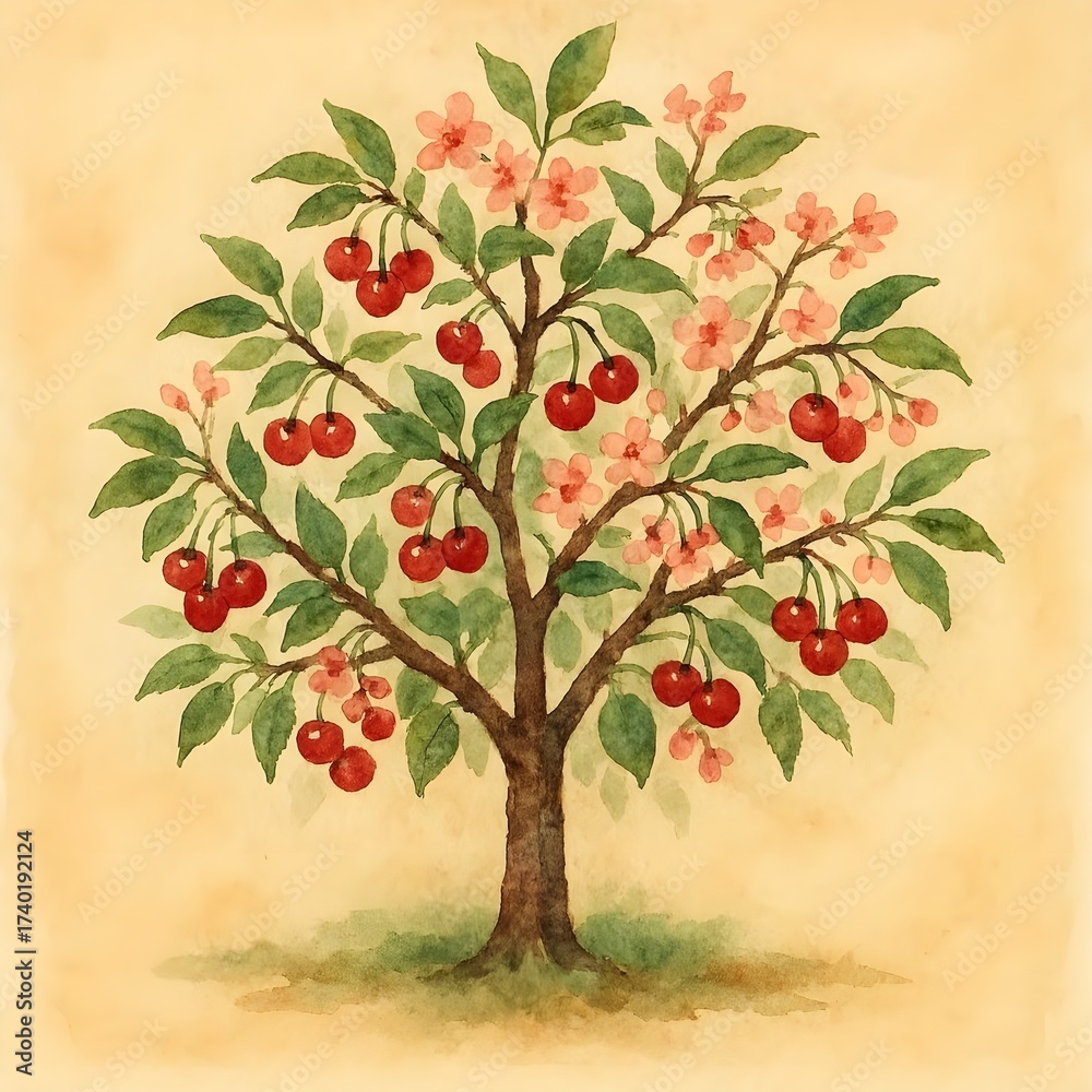 Obraz premium tree with cherries 