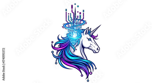 Discover the future with this vibrant, modern unicorn design, blending mythical magic with cutting edge technology for innovative projects.