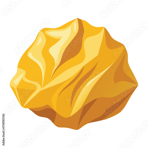 A delicate, isolated piece of edible gold foil, crumpled and shiny, suggesting luxury, decoration, and a gourmet element.