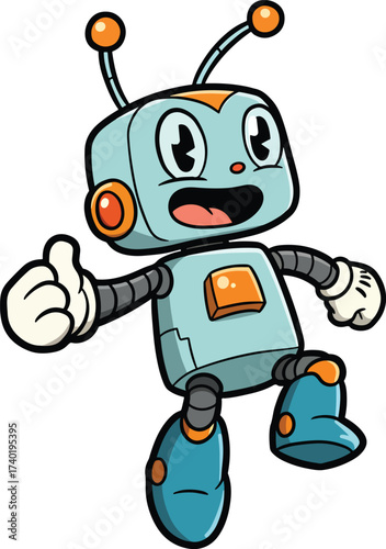 Cute cartoon robot giving a thumbs up silhouette