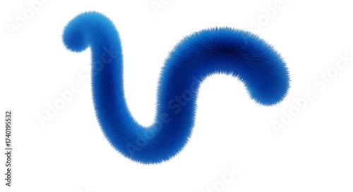 Abstract blue curved shape with fuzzy texture isolated on transparent background