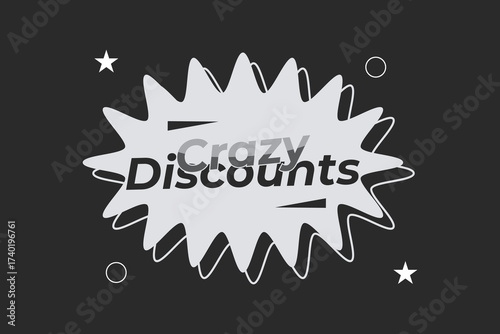 CrazyDiscounts offer sale tag design vector badge label template