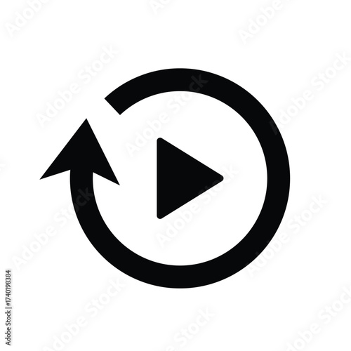Vector art of play button with circular arrow