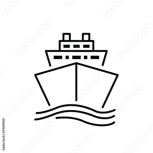 Vector art of cruise ship icon in line style
