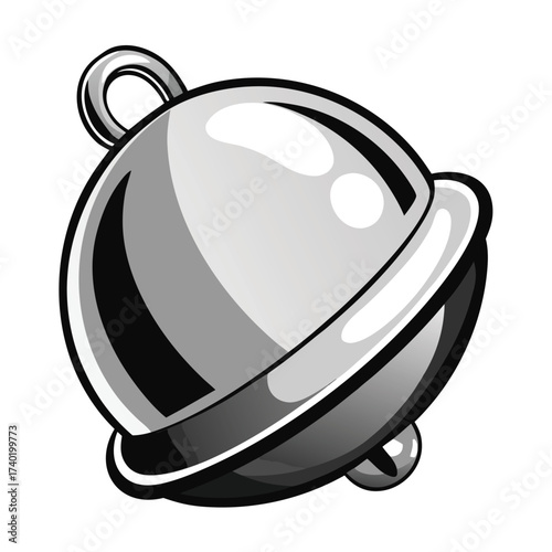 An isolated, polished, silver jingle bell, suggesting sound, festivity, and a classic holiday ornament.