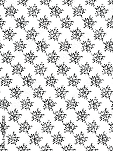 Elegant seamless black and white floral pattern vector illustration with vintage textile texture and antique damask repetition