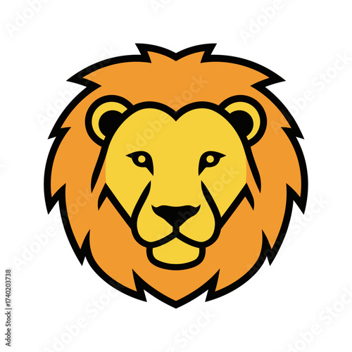 Bold lion head logo illustration, a symbol of strength and power for a corporate brand identity or sports mascot
