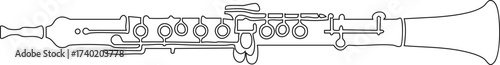 Oboe outline silhouette with slender body and double reed mouthpiece.