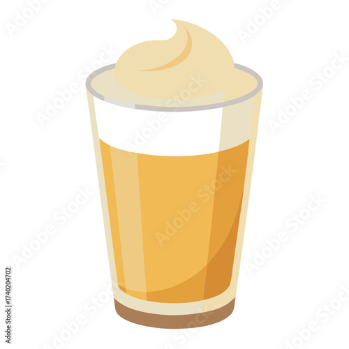 A single, isolated glass of eggnog with minimal foam and a sprinkle of nutmeg, representing a classic holiday beverage.