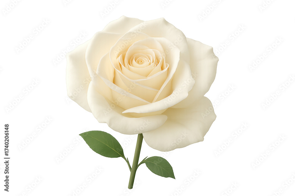 Fototapeta premium White cream rose flower blooming transparent background