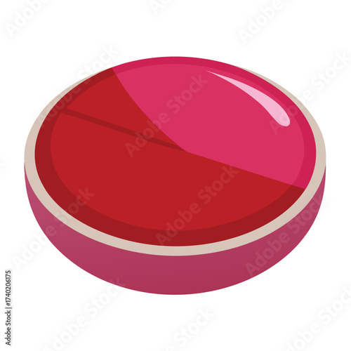 A solitary, isolated slice of cranberry sauce, showing its perfect cylindrical shape and subtle, natural texture, a holiday icon.