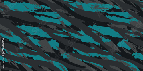 Vector seamless camo tiger stripe army fatigue pattern design	
