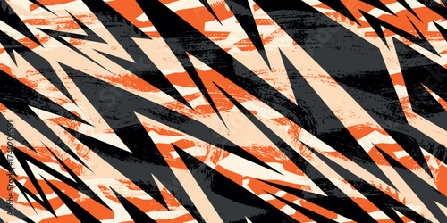 Vector seamless camo tiger stripe army fatigue pattern design	
