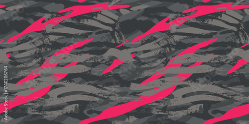 Vector seamless camo tiger stripe army fatigue pattern design	
