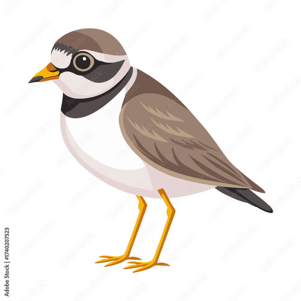 Fototapeta premium Little ringed plover Bird. Ringed plover bird isolated on white background. Fauna. Ornithology Illustration.