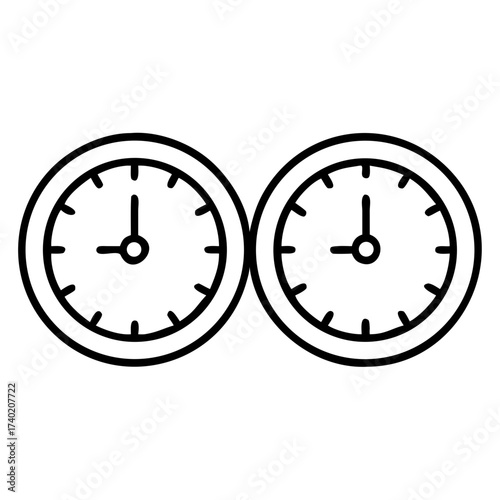Two clock time icon vector illustration showing time management and time zone difference concept design element