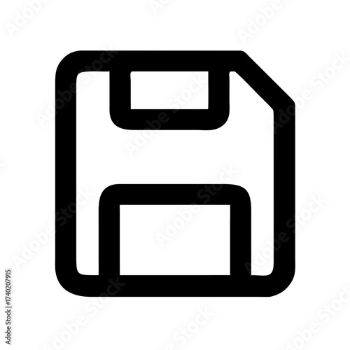 Floppy disk save icon vector illustration for data storage backup and file management in outline style design