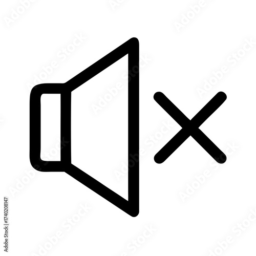 Mute sound icon vector graphic illustration for audio off silent mode volume control and notification settings