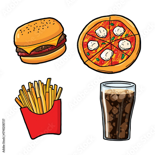 Fast food combo vector