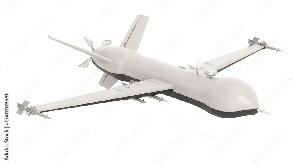 Fototapeta premium Military drone isolated on white background. 3D illustration