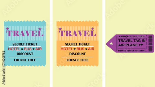 Travel tickets and airplane tag travel discount voucher