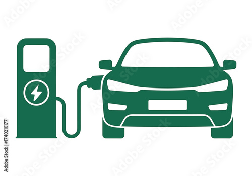 Electric Car Charging Station Illustration